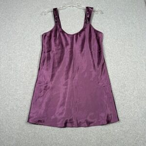 LA Intimates Vintage 80s Plum Purple Satin Chemise Nightgown Slip Dress Medium